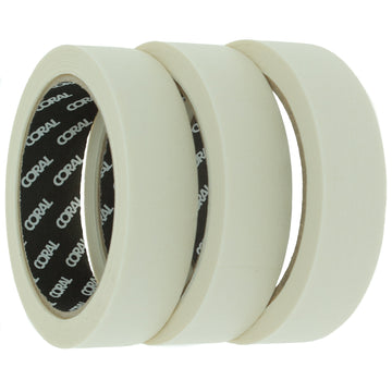 Coral Essentials Masking Tape for Paint Craft Trade and DIY 1 inch 25M roll 3 piece pack set